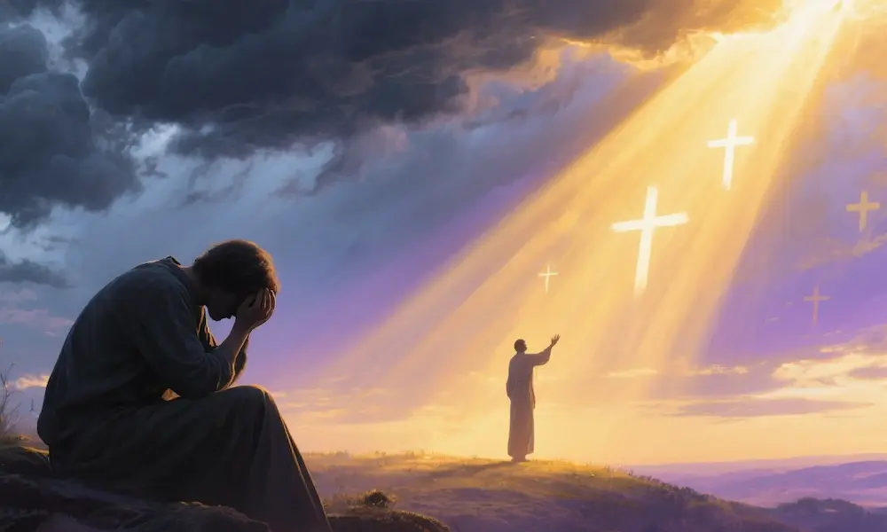 Person moving from fear to confidence through faith in Jesus Christ