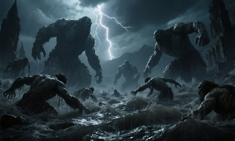 Nephilim swept away by the Flood.