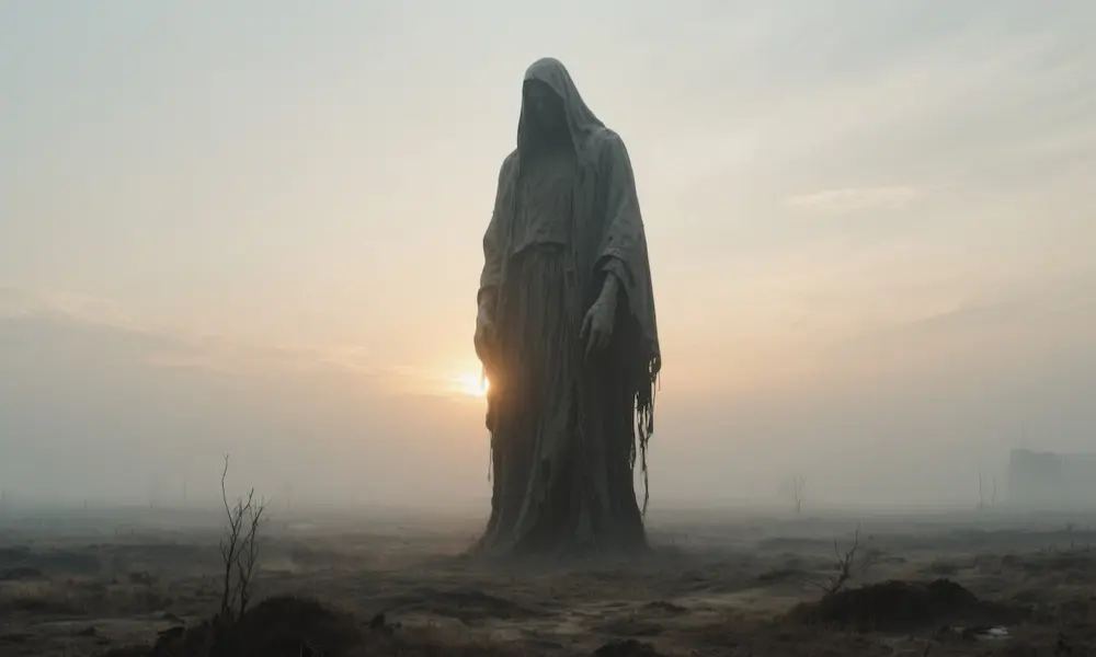 Lonely giant standing in desolate wasteland, unable to create descendants.
