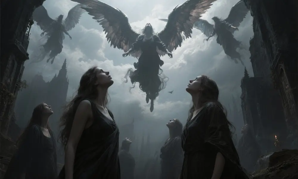 Artistic depiction of Watchers descending to human women in Genesis 6