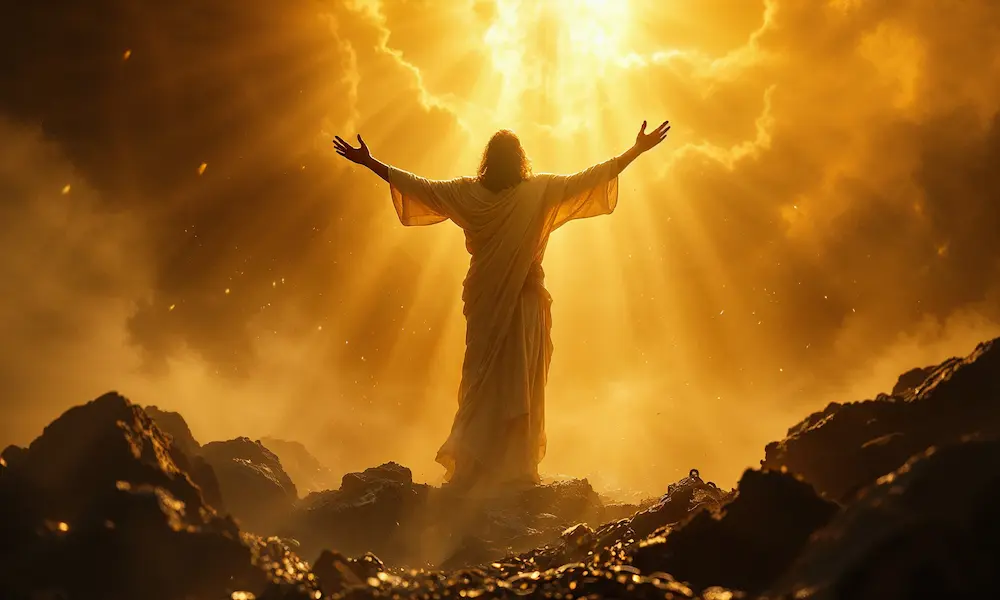 Cinematic image of complete spiritual freedom and restoration in Christ