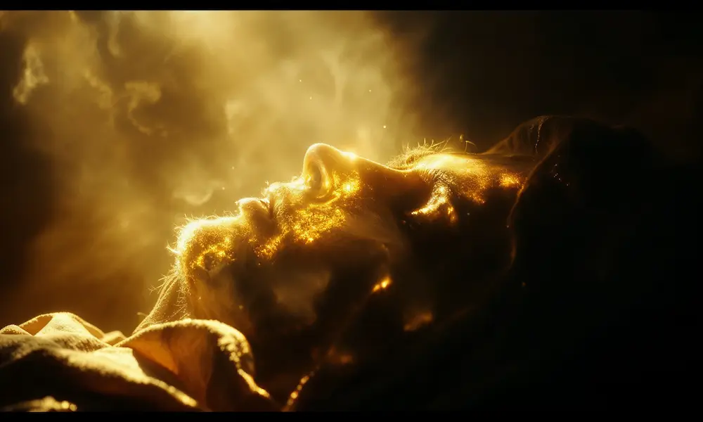 Symbolic cinematic image representing the mystery and awe of the Shroud of Turin