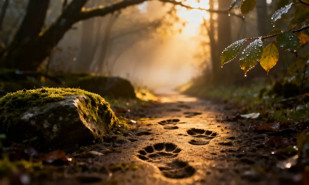 Lighted pathway through a forest representing divine guidance and wisdom from God.