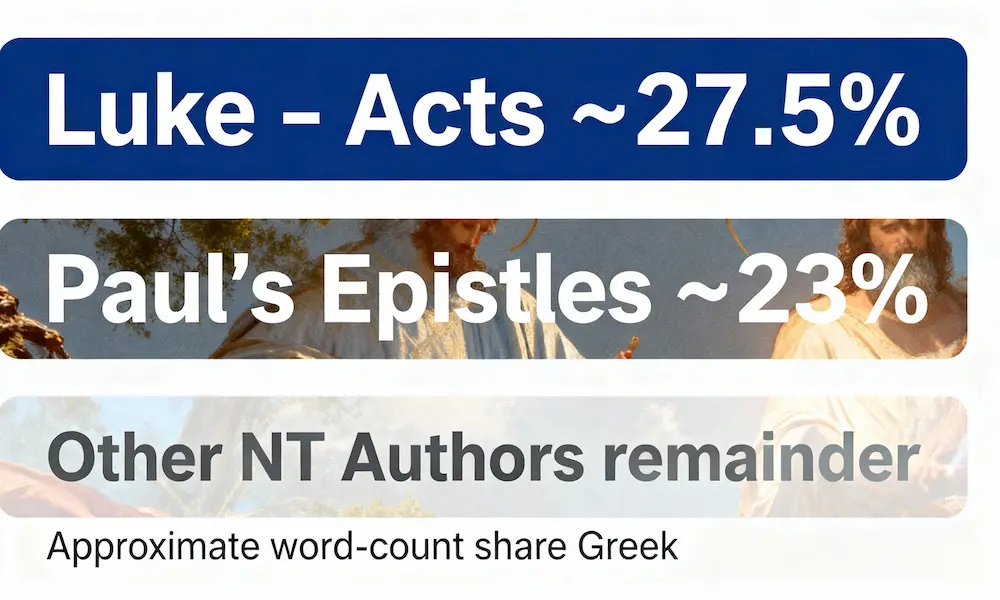 Infographic showing Luke wrote about 27.5% of the New Testament compared to Paul’s ~23%