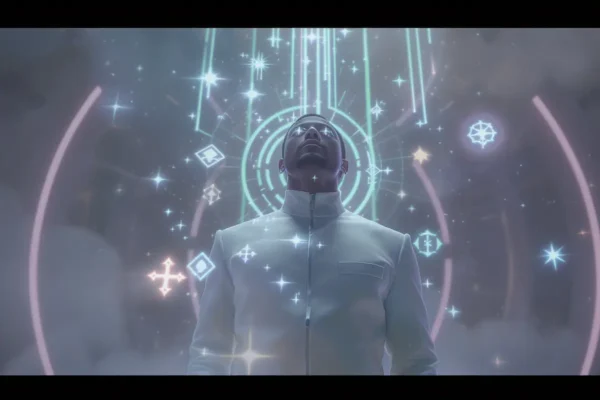 AI and faith intersect in the digital age, symbolizing the debate between technology and spirituality.