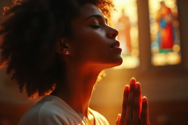 Woman feeling divine warmth as a sign from God