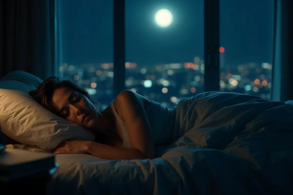 Person lying awake at night, lost in thought, symbolizing the emotional weight of soul ties.