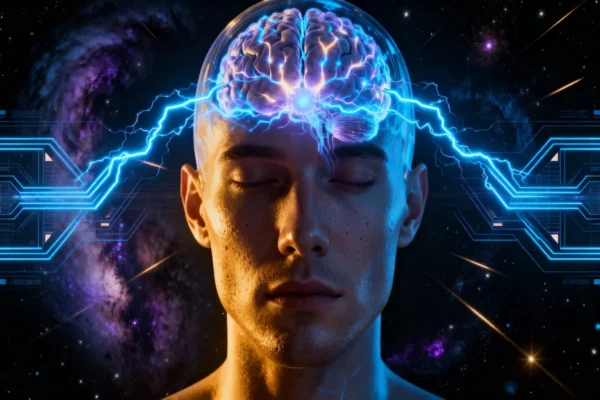 Human brain connected to AI network representing AI Thought Control concept