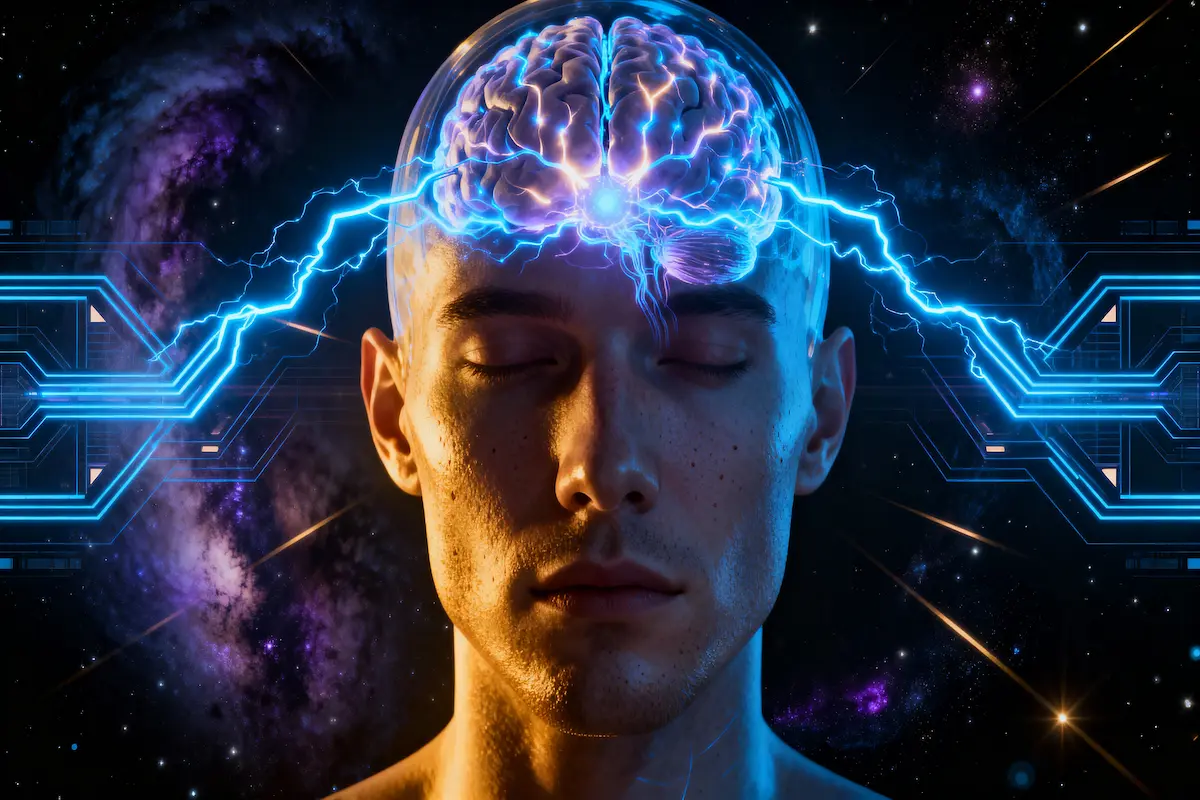 Human brain connected to AI network representing AI Thought Control concept
